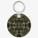 green decorative floral pattern keychains