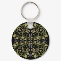 green decorative floral pattern keychains by VioDeSign green decorative floral pattern keychains