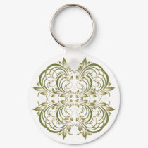 green decorative floral pattern keychains