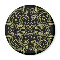 green decorative floral pattern refrigerator magnets