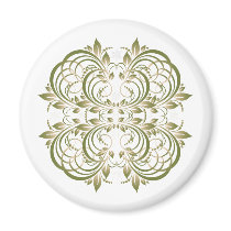 green decorative floral pattern magnets