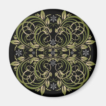 green decorative floral pattern refrigerator magnets