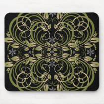 green decorative floral pattern mouse pads