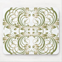 green decorative floral pattern mousepads