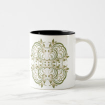 green decorative floral pattern mugs by VioDeSign green decorative floral pattern mugs