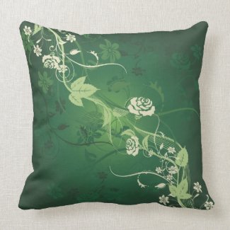 Green decorative floral pillow