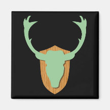Green Deer Head Fridge Magnet