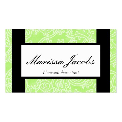 Green Details Personal Assistant Business Card (front side)