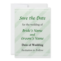 Green Diagonal Stripes Save the Date invitations