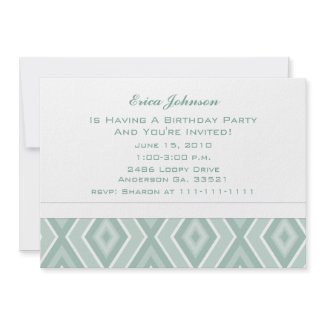 Green Diamond Print Party Invitations invitation