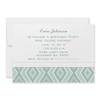 Green Diamond Print Party Invitations invitation