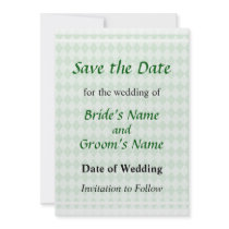 Green Diamonds Save the Date invitations