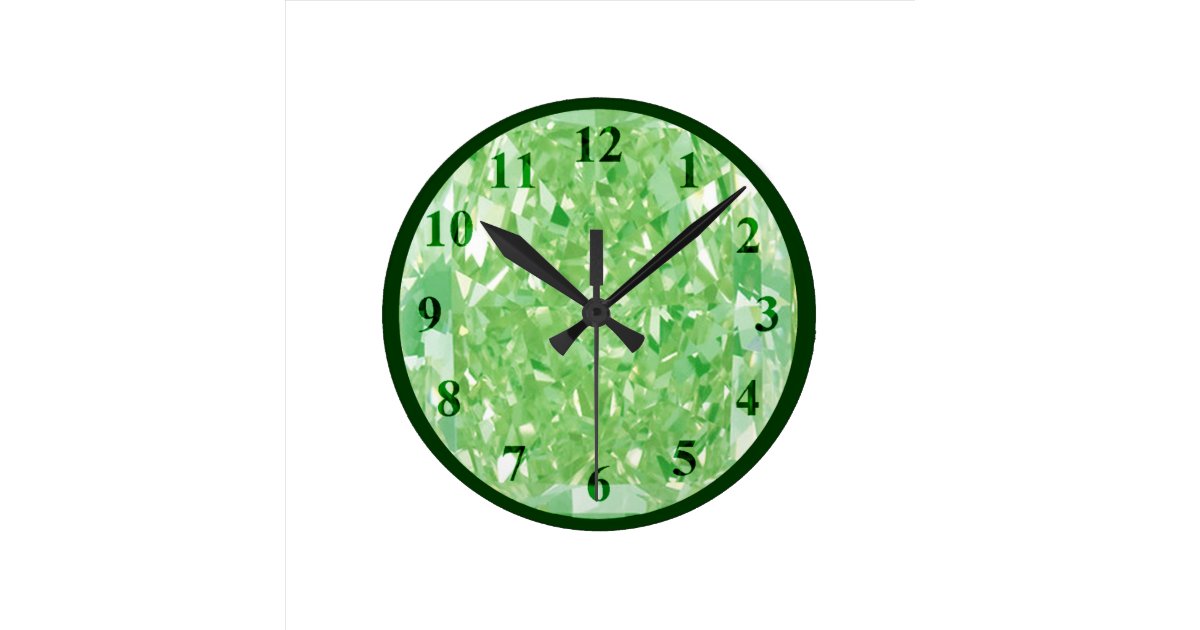 Green Diamonds Wall Clock Medium | Zazzle