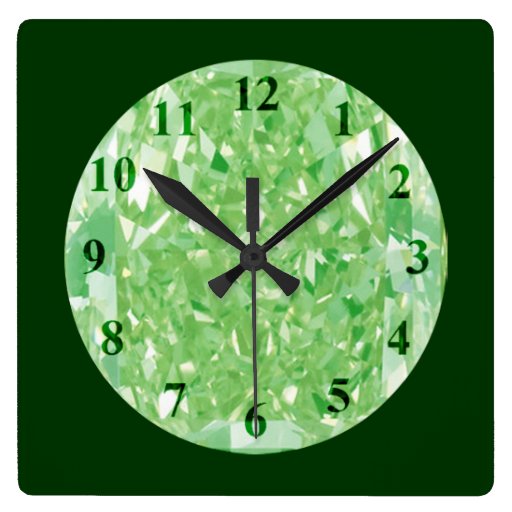 Green Diamonds Wall Clock Square Zazzle
