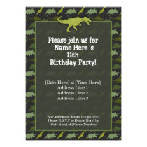 Green Dinosaur Birthday Invitation invitations