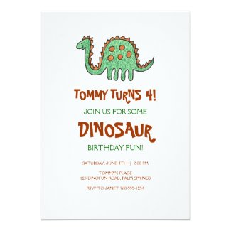 Green Dinosaur Birthday Party Invitations