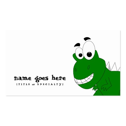green dinosaur business cards (front side)