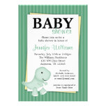 Green Dinosaur Stripes Baby Shower Invitations