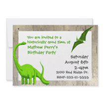 Green Dinosaurs Birthday Invitation