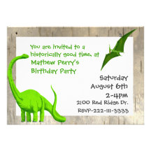 Green Dinosaurs Birthday Invitation