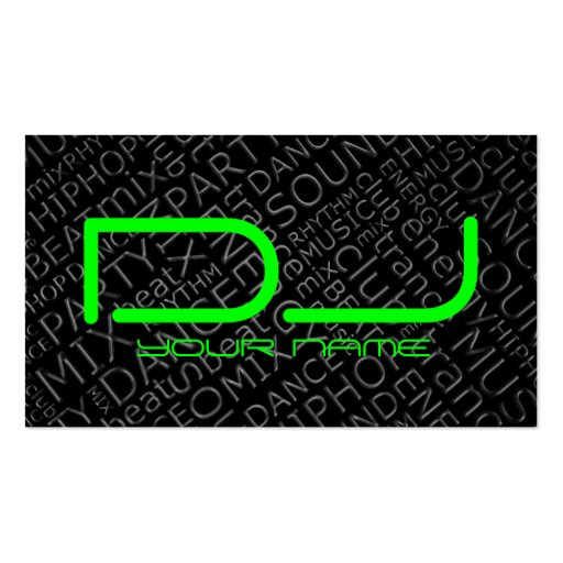 Green DJ Business Card with Cool Background (front side)