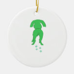 Green Dog Ears Down Ornament