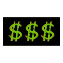 Green Dollar Sign posters by ElectricPopSpot Green Dollar Sign posters