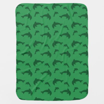 Green dolphin pattern receiving blanket