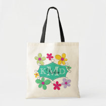 Green Doodle Frame Floral Personalized Monogram bags