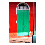 Green door and red wall, New Orleans Poster