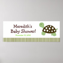 Green Dot Turtle Custom Baby Shower Banner Posters