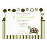 Green Dot Turtle Modern 5x7 Baby Shower Invitation