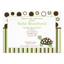 Green Dot Turtle Modern 5x7 Baby Shower Invitation