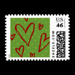 green dots red hearts stamps