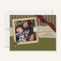 Green Dots Scrap Christmas Photo Card invitations