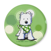 Green Dots Westie Dog magnets
