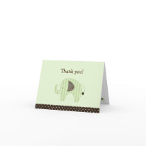 Green Dottie Elephants Folded Thank you note Greeting Cards