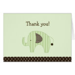 Green Dottie Elephants Folded Thank you note Greeting Cards