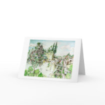 Green Downtown Notecard by kleighmi Green Downtown Notecard
