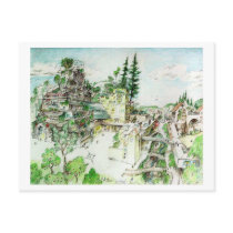 Green Downtown Postcard by kleighmi Green Downtown Postcard