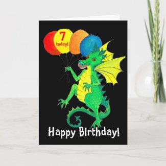 Green Dragon 7th Birthday Card card