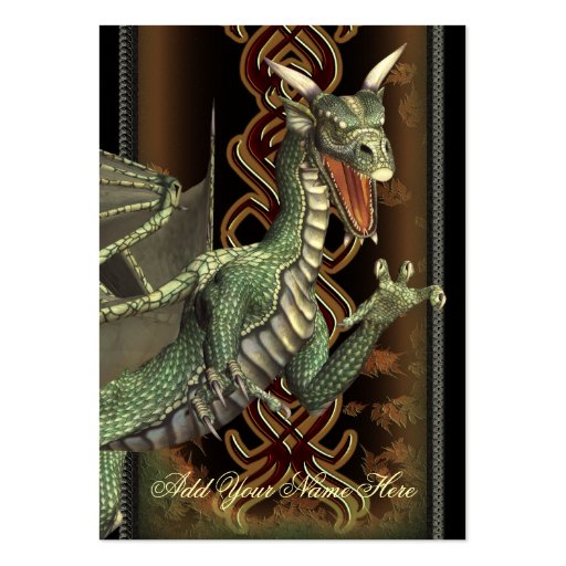 Green Dragon Fantasy Art Profile Card Business Card Templates (front side)