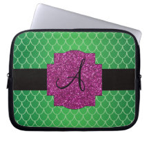 Green dragon scales monogram computer sleeves