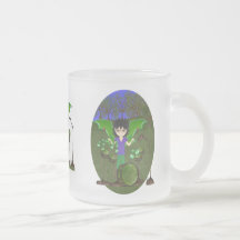Green Dragon Winged Drummer Boy Faerie Coffee Mugs