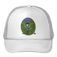Green Dragon Winged Drummer Boy Faerie Trucker Hats