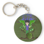 Green Dragon Winged Drummer Boy Faerie Key Chain