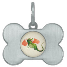Green Dragon with Donut Pet ID Tag