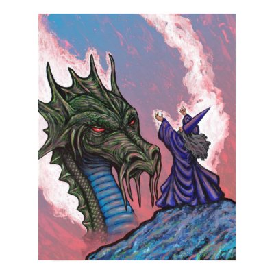 Green Dragon Wizard Print