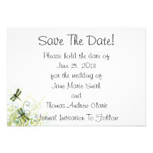 Green Dragonflies Save The Date Custom Invitations