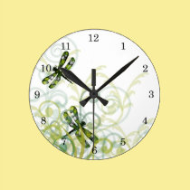 Green Dragonflies Wall Clock wall clocks